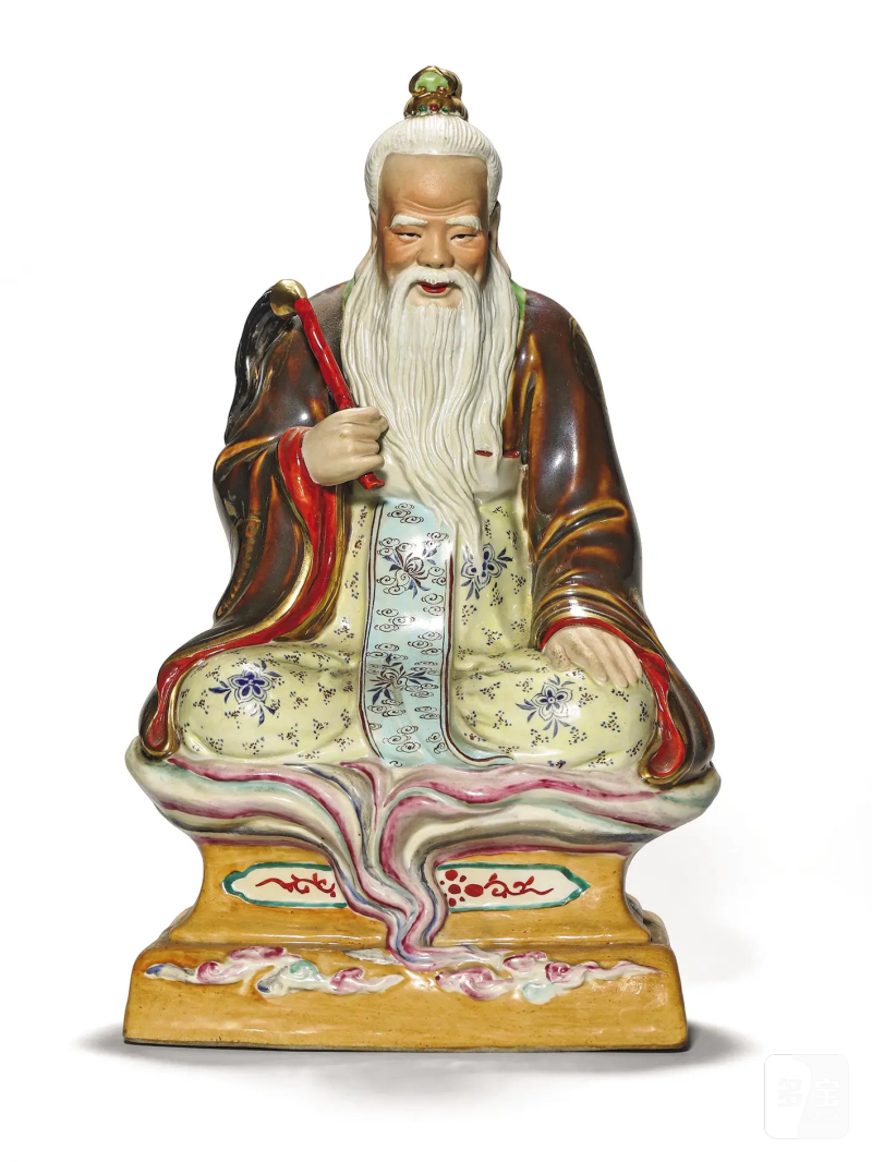 建国后 粉彩太上老君瓷塑